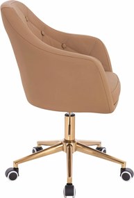 HR831K Scaun Caramel Piele Ecologica Premium Soft cu Bază Aurie