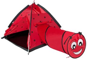 Cort pentru copii cu tunel Baby Mix Buburuză roșu,170 x 112 x 94 cm