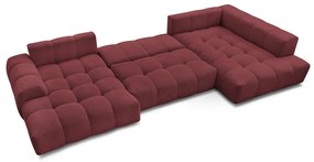 Colțar burgundy extensibil/cu spațiu de depozitare cu tapițerie din chenille (cu colț pe partea dreaptă/în formă de "U") Everest – Bobochic Paris