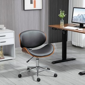 Vinsetto Scaun de birou design vintage înălțime reglabilă pivotant 360° lemn de plop înveliș sintetic 53 x 53 x 77-87 cm | Aosom Romania