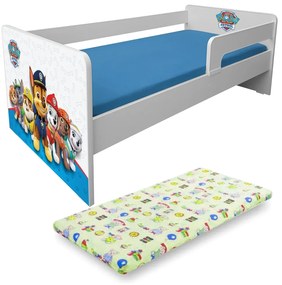 Patut baietei Patrula Catelusilor Blue P1L 2-6 Ani + Saltea 130x60x6 cm Cu Lana Pc-p-mk-paw-blue-p1l-60