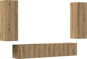 vidaXL Dulapuri TV montate pe perete 4 buc. stejar artizanal lemn