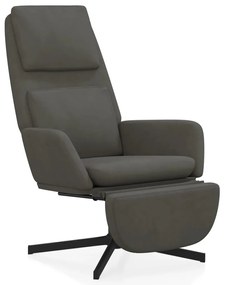 3097810 vidaXL Scaun de relaxare cu taburet, gri închis, catifea