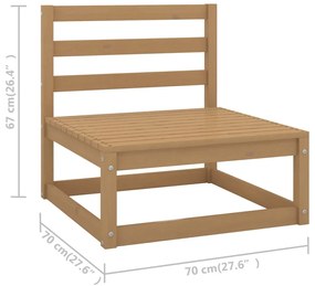 Canapea de gradina cu 3 locuri, cu perne, lemn masiv de pin 1, maro miere, Da