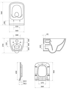 Set vas wc suspendat, Cersanit, Virgo, capac cu soft close si quick release, alb