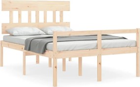 vidaXL Cadru de pat senior cu tăblie, 140x200 cm, lemn masiv