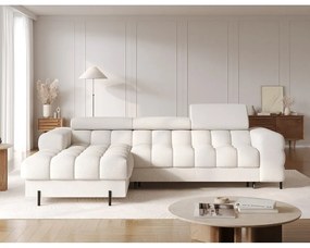 Colțar crem extensibil/cu spațiu de depozitare cu tapițerie din țesătură bouclé (cu colț pe partea stângă/cu șezlong) Felro – ELTAP