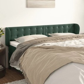 Tablie de pat cu aripioare verde inchis 163x23x78 88 cm catifea 1, Verde inchis, 163 x 23 x 78 88 cm