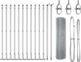 vidaXL Stâlp de gard. Argintiu 25 x 0,5 m (plasă 25 x 25 mm) Oțel