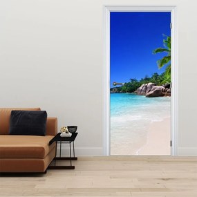 Fototapet pentru ușă - Plaja de pe insula Praslin (95x205cm)