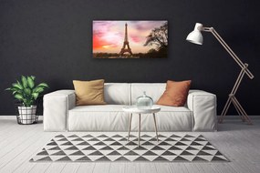 Tablou pe panza canvas Turnul Eiffel din Paris Arhitectura Brun Galben Verde