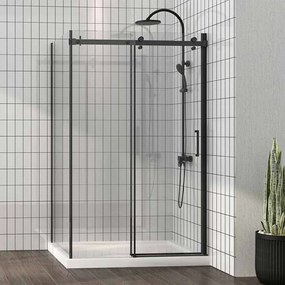 Cabina de dus dreptunghiulara Fluminia Panda Black cu usa culisanta 120x90 negru