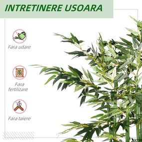 HOMCOM Bambus Artificial, Plantă Decorativă, Aspect Realist, Ușor de Întreținut, Pentru Casă, 180 cm, Verde | Aosom Romania