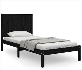 3105694 vidaXL Cadru de pat mic single, negru, 75x190 cm, lemn masiv de pin