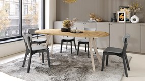 Mazzoni ALDO Stejar Artisan/picioare bej - MASĂ ROTUNDĂ STIL LOFT PENTRU SALON/SUFRAGERIE EXTENSIBILĂ CU PICIOARE ÎN FORMĂ DE "Y"