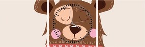 Tablou - Teddy ursuleț cu eșarfă roșie (cu ceas) (90x30 cm)