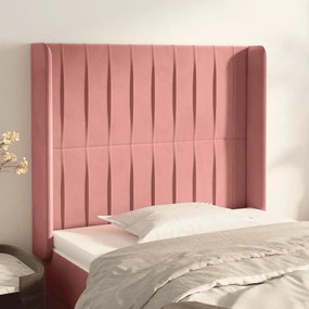 3119853 vidaXL Tăblie de pat cu aripioare, roz, 83x16x118/128 cm, catifea
