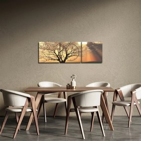 Tablou cu copac pe luncă (cu ceas) (90x30 cm)