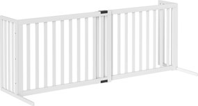 PawHut Poartă pentru Câini Pliabilă de Siguranță Extensibilă 102-183 cm cu 2 Suporturi Detașabile, Panouri Laterale, Poartă din Lemn pentru Câini de Talie Mică și Medie, Barieră Protectoare pentru Scări | Aosom Romania