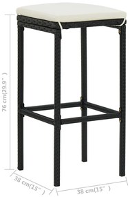 Set mobilier bar de gradina cu perne, 9 piese, negru Negru, 9