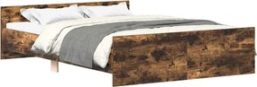 vidaXL Cadru pat cu tăblie la cap/picioare, stejar fumuriu, 120x200 cm