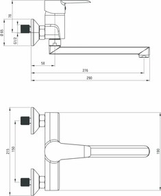 Robinet lavoar - montat pe perete din seria Corio BFC_080M