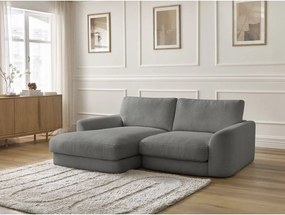 Colțar gri închis cu tapițerie din țesătură bouclé (cu colț pe partea stângă/cu șezlong) Leonore – Bobochic Paris