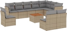 vidaXL Set canapele de grădină cu perne, 11 piese, bej, poliratan
