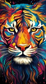 Prosop de plajă tigru colorat - motiv exotic, uscare rapidă 100x180 cm