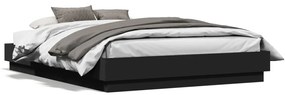 3209815 vidaXL Cadru de pat cu lumini LED, negru, 135x190 cm