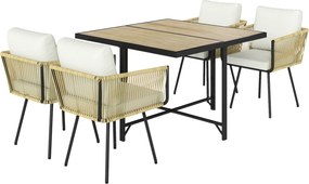 Outsunny Set de Grădină 5 Piese cu Masă din Lemn-Plastic | Aosom Romania