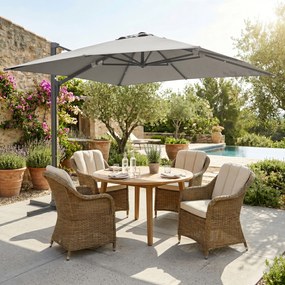 Outsunny Umbrelă Suspendată 3.6x3 m Rotativă și Inclinabilă Gri Deschis | Aosom Romania