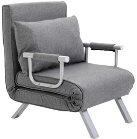 HOMCOM Fotoliu de relaxare cu funcție de întindere, Pat de oaspeți, 65 cm x 69 cm x 80 cm, Gri | Aosom Romania