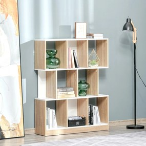 HOMCOM Bibliotecă din Lemn cu 3 Rafturi, Dimensiuni 100x30x124cm, Design Elegant pentru Organizare și Depozitare | AOSOM România