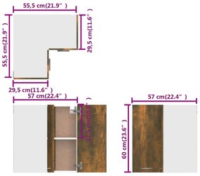 Dulap de colt suspendat, stejar fumuriu, 57x57x60 cm, lemn Stejar afumat, 1