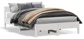 842751 vidaXL Cadru de pat cu tăblie, alb, 140x200 cm, lemn masiv de pin