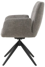 Scaun de sufragerie gri cu cotiere tapițat Roxana – Unique Furniture