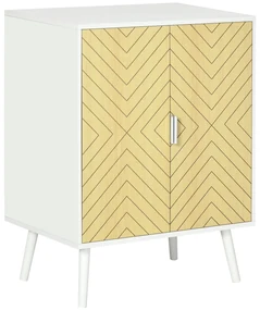 Bufet Modern HOMCOM pentru Sufragerie, Dulap Multifuncțional din Lemn cu 2 Uși și Etajeră Reglabilă, Design Elegant, 60x40x80cm | Aosom Romania