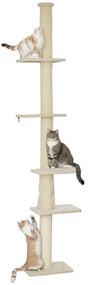 PawHut Pom de zgâriere, înălțime ajustabilă 225-275 cm, bază stabilă, protecție împotriva răsturnării, husă de pluș, Crem | Aosom Romania