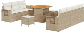 vidaXL Set de canapele pentru grădină cu pernă 10 pcs bej și crem
