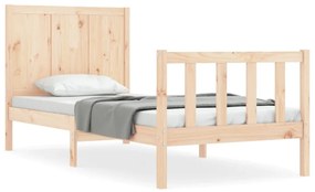 3192586 vidaXL Cadru de pat cu tăblie single, lemn masiv