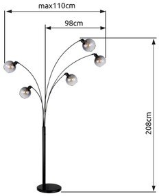 Lampadar Globo 58228NBS SEYMOUR 5xE27/40W/230V fumuriu