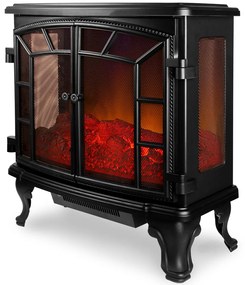 Deuba Semineu electric cu doua usi cu ventilator si foc NEGRU