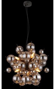 Lustra suspendata design modern UDO 6L negru/fumuriu