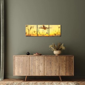 Tablou cu avion zburând (cu ceas) (90x30 cm)