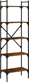 vidaXL Bibliotecă cu 5 niveluri, stejar fumuriu, 56x31,5x174 cm, lemn