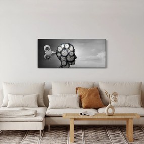 Tablou artistic cu cu cap și ceas (120x50 cm)