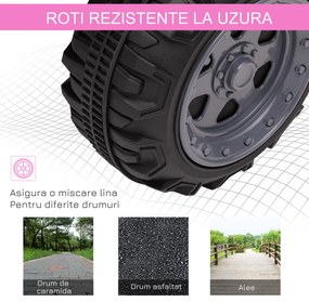 HOMCOM ATV Eletric pentru Copii 18-36 Luni cu Baterie Reincarcabila 6V, Mini ATV pentru Copii din Metal si PP, 70x42x45 cm, Roz | Aosom Romania