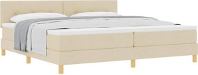 vidaXL Pat cu arcuri cu saltea cu headboard Crem 200 x 200 cm țesătură