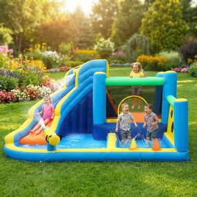AIYAPLAY Castel gonflabil cu suflător 8 în 1, parc acvatic, tobogan, trambulină, piscină de mingi, Oxford, multicolor | Aosom Romania
